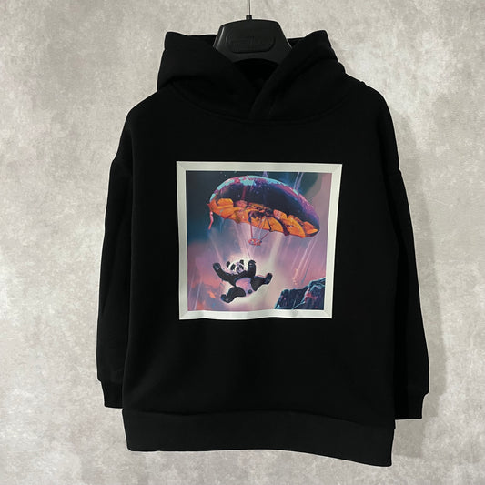 Panda Parachute Hood. Black